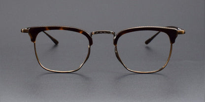 KameManNen Style KMN - 1112 Browline Titanium Eyeglasses | Japanese Minimalist Pure Titanium Frame with Acetate Rim | Lightweight Square Full - Rim Glasses for High Prescription - HP eyeglasses