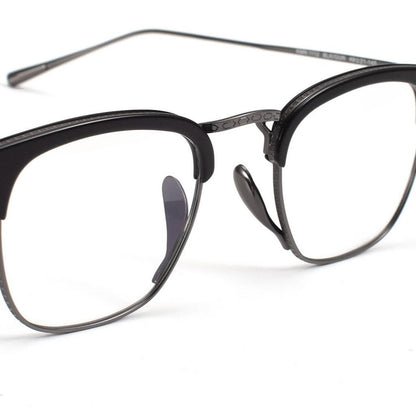 KameManNen Style KMN - 1112 Browline Titanium Eyeglasses | Japanese Minimalist Pure Titanium Frame with Acetate Rim | Lightweight Square Full - Rim Glasses for High Prescription - HP eyeglasses