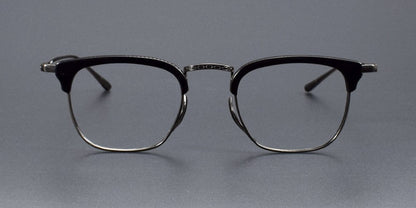 KameManNen Style KMN - 1112 Browline Titanium Eyeglasses | Japanese Minimalist Pure Titanium Frame with Acetate Rim | Lightweight Square Full - Rim Glasses for High Prescription - HP eyeglasses