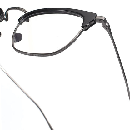 KameManNen Style KMN - 1112 Browline Titanium Eyeglasses | Japanese Minimalist Pure Titanium Frame with Acetate Rim | Lightweight Square Full - Rim Glasses for High Prescription - HP eyeglasses