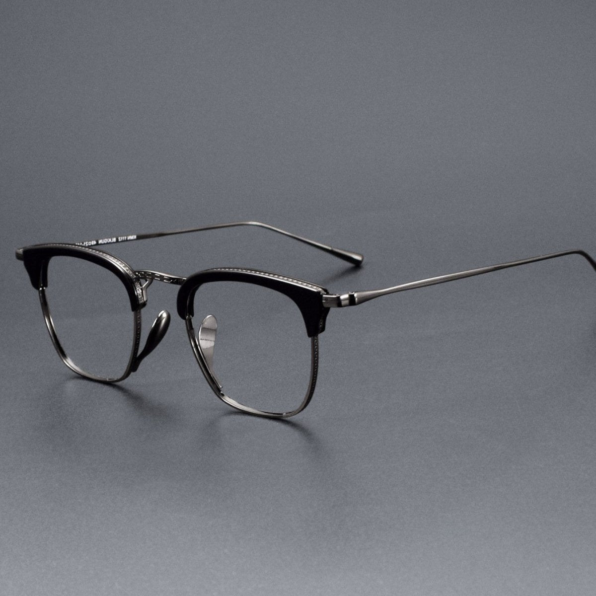KameManNen Style KMN - 1112 Browline Titanium Eyeglasses | Japanese Minimalist Pure Titanium Frame with Acetate Rim | Lightweight Square Full - Rim Glasses for High Prescription - HP eyeglasses