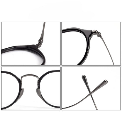 KameManNen Style KMN1113 Pure Titanium Eyeglass Frame | Retro Tortoiseshell Acetate Polygon Glasses – Lightweight Vintage Full Frame for Men & Women - HP eyeglasses