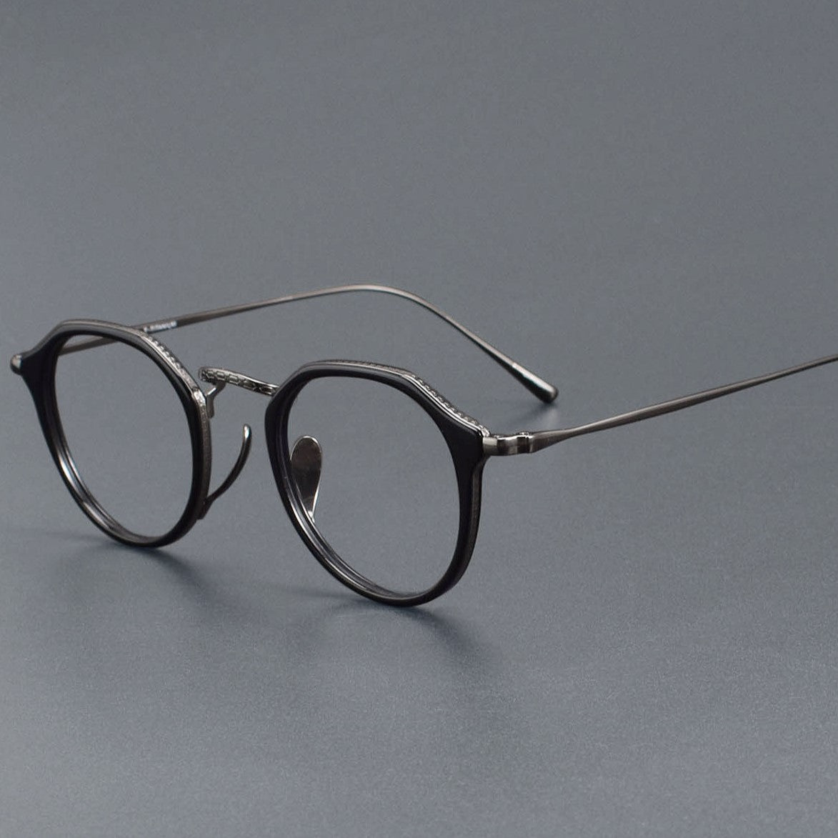 KameManNen Style KMN1113 Pure Titanium Eyeglass Frame | Retro Tortoiseshell Acetate Polygon Glasses – Lightweight Vintage Full Frame for Men & Women - HP eyeglasses