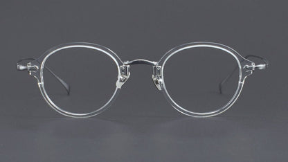 KameManNen Style KMN182 Round Titanium Eyeglasses | Japanese Retro Small Frame Acetate & Pure Titanium Glasses | High Prescription Full Rim Eyewear for Men & Women - HP eyeglasses