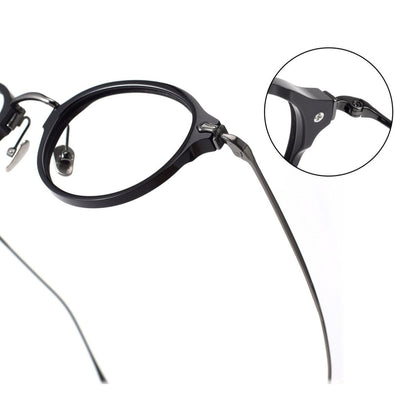 KameManNen Style KMN182 Round Titanium Eyeglasses | Japanese Retro Small Frame Acetate & Pure Titanium Glasses | High Prescription Full Rim Eyewear for Men & Women - HP eyeglasses