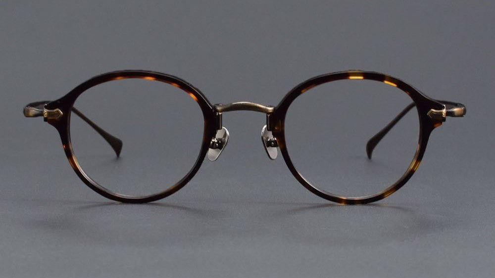 KameManNen Style KMN182 Round Titanium Eyeglasses | Japanese Retro Small Frame Acetate & Pure Titanium Glasses | High Prescription Full Rim Eyewear for Men & Women - HP eyeglasses