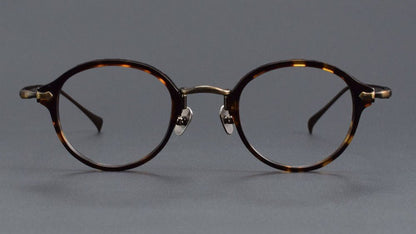 KameManNen Style KMN182 Round Titanium Eyeglasses | Japanese Retro Small Frame Acetate & Pure Titanium Glasses | High Prescription Full Rim Eyewear for Men & Women - HP eyeglasses