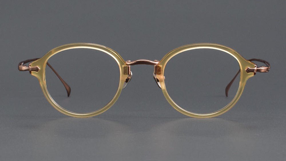 KameManNen Style KMN182 Round Titanium Eyeglasses | Japanese Retro Small Frame Acetate & Pure Titanium Glasses | High Prescription Full Rim Eyewear for Men & Women - HP eyeglasses