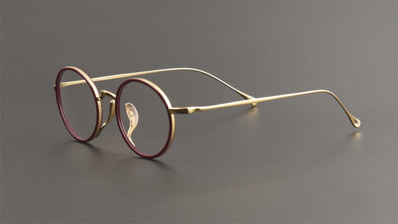 KameManNen Style KMN7307 Round Titanium Eyeglasses | Japanese Retro Small Round Glasses Frame for Men & Women | Lightweight Full Rim Pure Titanium Optical Frame - HP eyeglasses