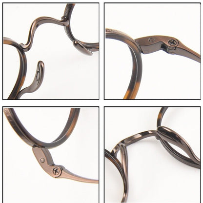 KameManNen Style KMN7307 Round Titanium Eyeglasses | Japanese Retro Small Round Glasses Frame for Men & Women | Lightweight Full Rim Pure Titanium Optical Frame - HP eyeglasses