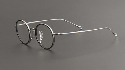 KameManNen Style KMN7307 Round Titanium Eyeglasses | Japanese Retro Small Round Glasses Frame for Men & Women | Lightweight Full Rim Pure Titanium Optical Frame - HP eyeglasses