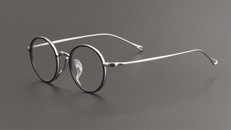 KameManNen Style KMN7307 Round Titanium Eyeglasses | Japanese Retro Small Round Glasses Frame for Men & Women | Lightweight Full Rim Pure Titanium Optical Frame - HP eyeglasses