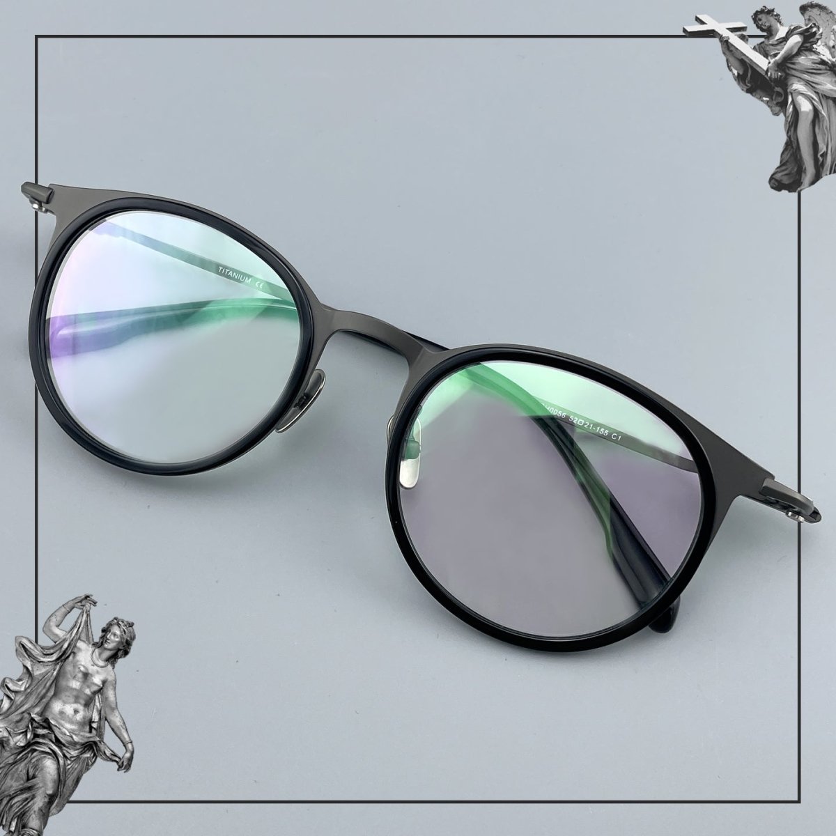 Large Size Pure Titanium Round Glasses Frame Ultra Lightweight Men’s Eyeglasses Wide Fit Japanese Style Optical Frame 0056 - HP eyeglasses