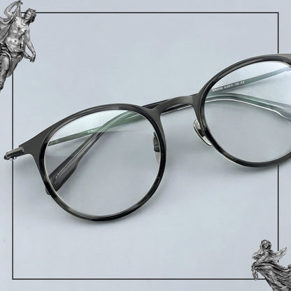 Large Size Pure Titanium Round Glasses Frame Ultra Lightweight Men’s Eyeglasses Wide Fit Japanese Style Optical Frame 0056 - HP eyeglasses