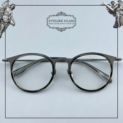 Large Size Pure Titanium Round Glasses Frame Ultra Lightweight Men’s Eyeglasses Wide Fit Japanese Style Optical Frame 0056 - HP eyeglasses