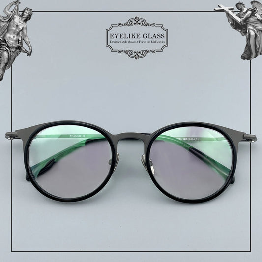 Large Size Pure Titanium Round Glasses Frame Ultra Lightweight Men’s Eyeglasses Wide Fit Japanese Style Optical Frame 0056 - HP eyeglasses