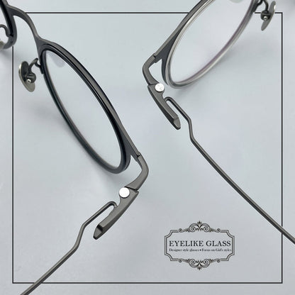Large Size Pure Titanium Round Glasses Frame Ultra Lightweight Men’s Eyeglasses Wide Fit Japanese Style Optical Frame 0056 - HP eyeglasses