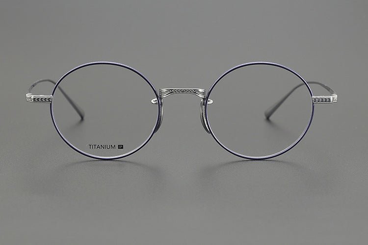 Lightweight Titanium Round Glasses – Retro Purple & Green Full Frame Gothic Style - HP eyeglasses