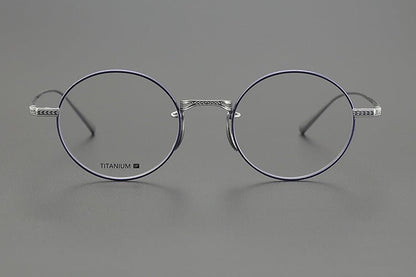 Lightweight Titanium Round Glasses – Retro Purple & Green Full Frame Gothic Style - HP eyeglasses