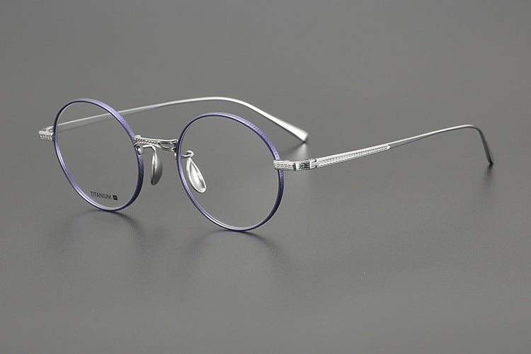 Lightweight Titanium Round Glasses – Retro Purple & Green Full Frame Gothic Style - HP eyeglasses