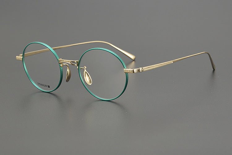 Lightweight Titanium Round Glasses – Retro Purple & Green Full Frame Gothic Style - HP eyeglasses