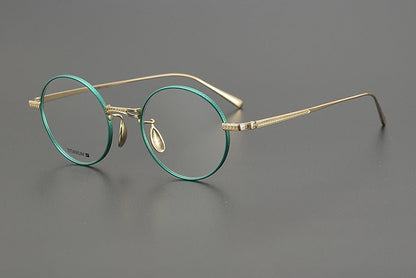 Lightweight Titanium Round Glasses – Retro Purple & Green Full Frame Gothic Style - HP eyeglasses