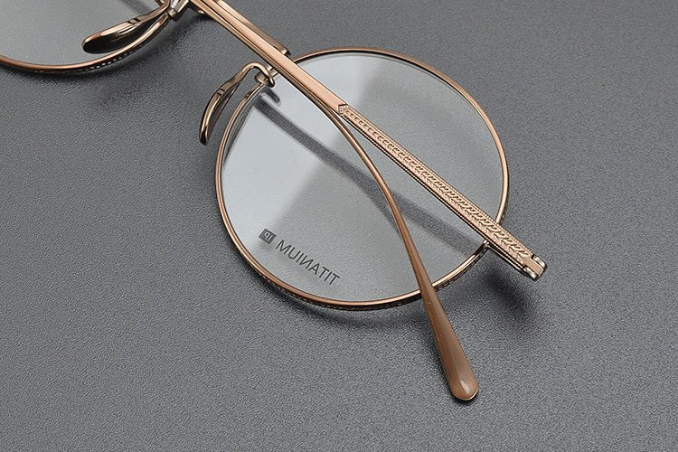 Lightweight Titanium Round Glasses – Retro Purple & Green Full Frame Gothic Style - HP eyeglasses