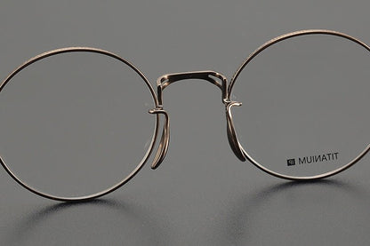 Lightweight Titanium Round Glasses – Retro Purple & Green Full Frame Gothic Style - HP eyeglasses