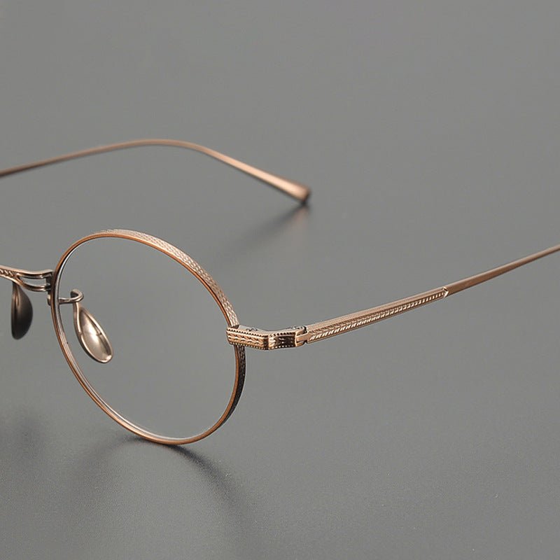 Lightweight Titanium Round Glasses – Retro Purple & Green Full Frame Gothic Style - HP eyeglasses