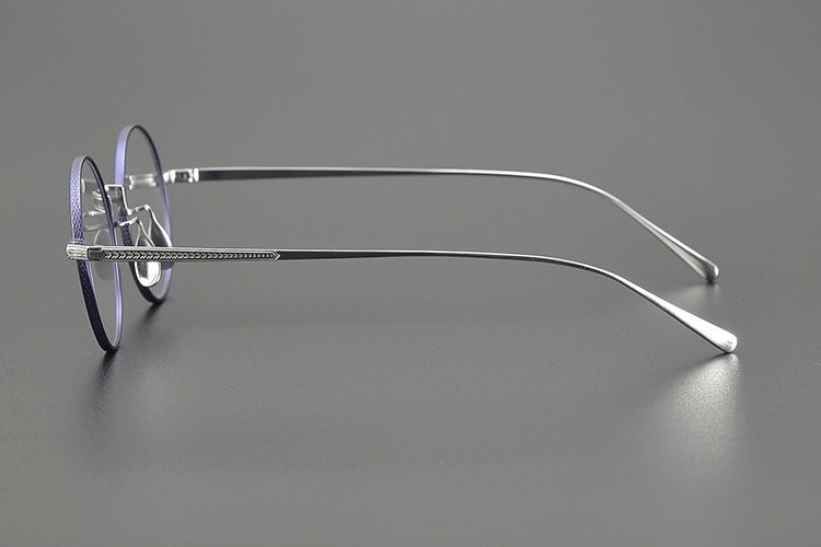 Lightweight Titanium Round Glasses – Retro Purple & Green Full Frame Gothic Style - HP eyeglasses