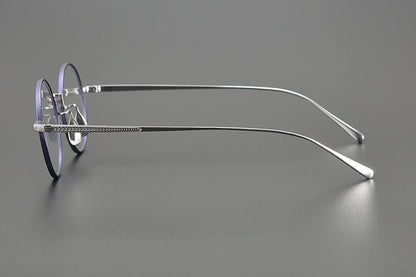 Lightweight Titanium Round Glasses – Retro Purple & Green Full Frame Gothic Style - HP eyeglasses