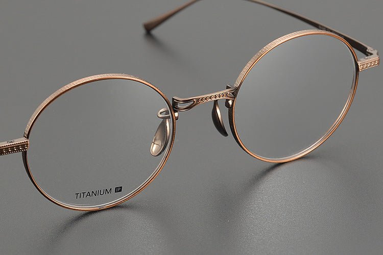 Lightweight Titanium Round Glasses – Retro Purple & Green Full Frame Gothic Style - HP eyeglasses