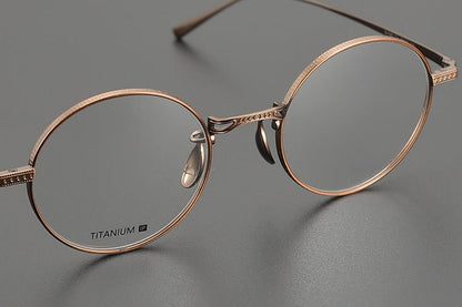 Lightweight Titanium Round Glasses – Retro Purple & Green Full Frame Gothic Style - HP eyeglasses