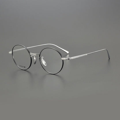 Lightweight Titanium Round Glasses – Retro Purple & Green Full Frame Gothic Style - HP eyeglasses