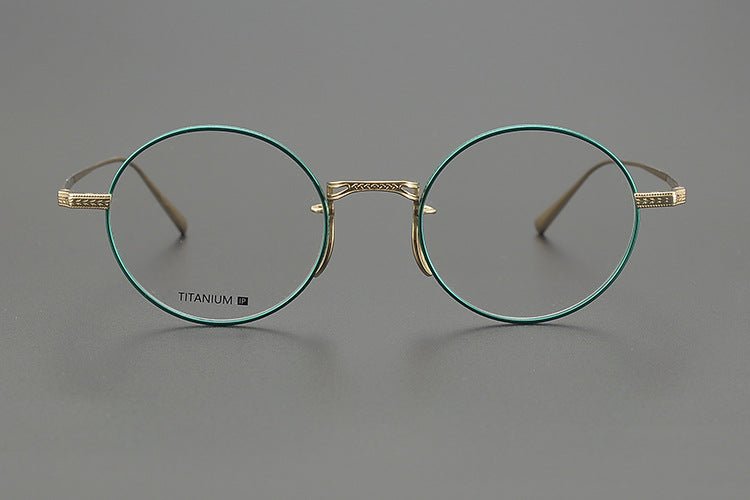 Lightweight Titanium Round Glasses – Retro Purple & Green Full Frame Gothic Style - HP eyeglasses