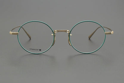 Lightweight Titanium Round Glasses – Retro Purple & Green Full Frame Gothic Style - HP eyeglasses