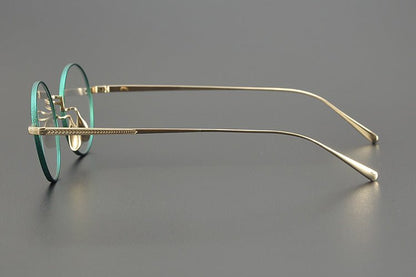 Lightweight Titanium Round Glasses – Retro Purple & Green Full Frame Gothic Style - HP eyeglasses