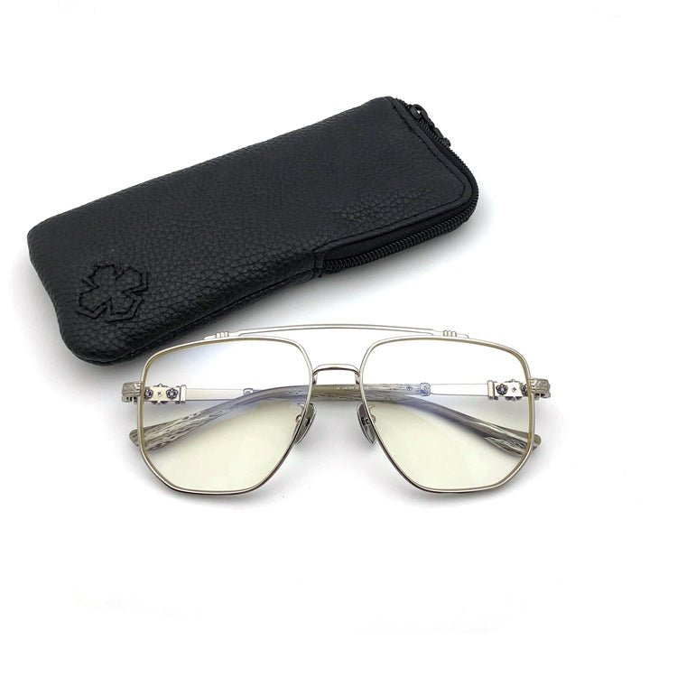 Limited Edition Chrome Hearts Style Aviator Glasses – Oversized Full Frame Double Bridge Eyewear with Vintage Engraved Details CH8077 - HP eyeglasses