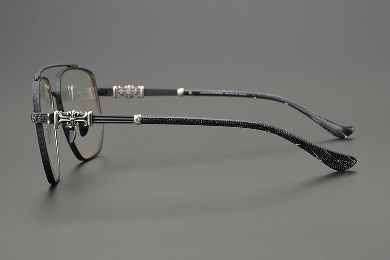 Limited Edition Chrome Hearts Style Aviator Glasses – Oversized Full Frame Double Bridge Eyewear with Vintage Engraved Details CH8077 - HP eyeglasses