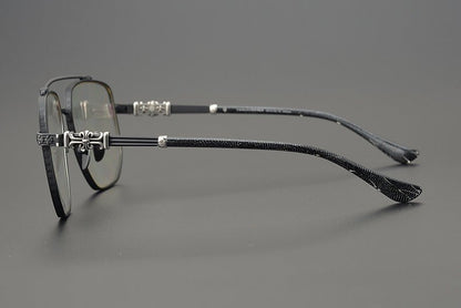 Limited Edition Chrome Hearts Style Aviator Glasses – Oversized Full Frame Double Bridge Eyewear with Vintage Engraved Details CH8077 - HP eyeglasses