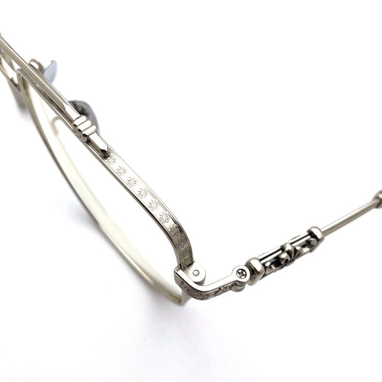 Limited Edition Chrome Hearts Style Aviator Glasses – Oversized Full Frame Double Bridge Eyewear with Vintage Engraved Details CH8077 - HP eyeglasses
