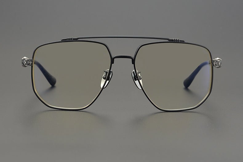 Limited Edition Chrome Hearts Style Aviator Glasses – Oversized Full Frame Double Bridge Eyewear with Vintage Engraved Details CH8077 - HP eyeglasses