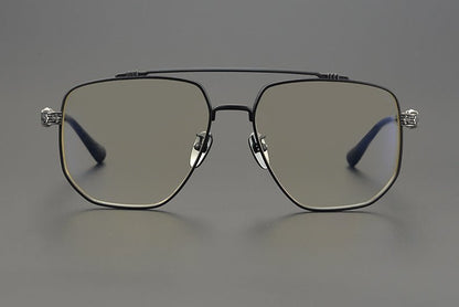 Limited Edition Chrome Hearts Style Aviator Glasses – Oversized Full Frame Double Bridge Eyewear with Vintage Engraved Details CH8077 - HP eyeglasses