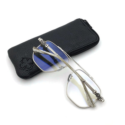 Limited Edition Chrome Hearts Style Aviator Glasses – Oversized Full Frame Double Bridge Eyewear with Vintage Engraved Details CH8077 - HP eyeglasses