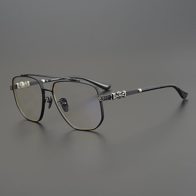 Limited Edition Chrome Hearts Style Aviator Glasses – Oversized Full Frame Double Bridge Eyewear with Vintage Engraved Details CH8077 - HP eyeglasses