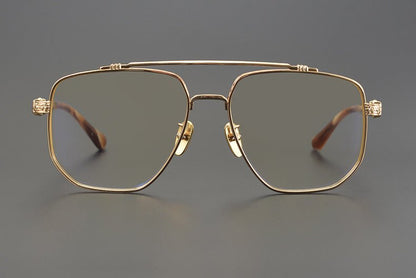 Limited Edition Chrome Hearts Style Aviator Glasses – Oversized Full Frame Double Bridge Eyewear with Vintage Engraved Details CH8077 - HP eyeglasses