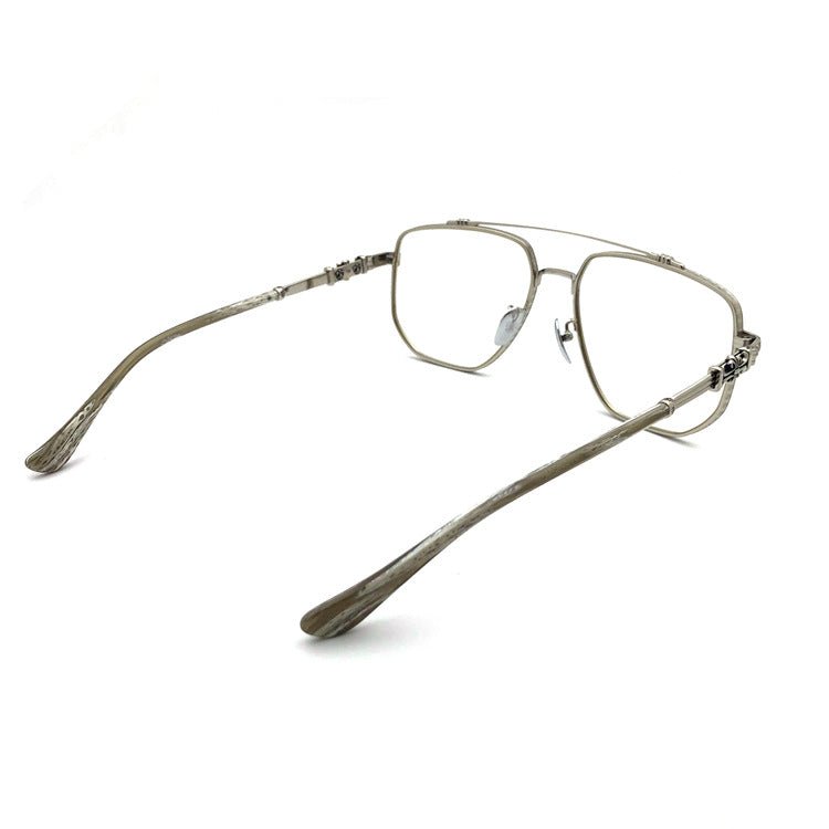 Limited Edition Chrome Hearts Style Aviator Glasses – Oversized Full Frame Double Bridge Eyewear with Vintage Engraved Details CH8077 - HP eyeglasses