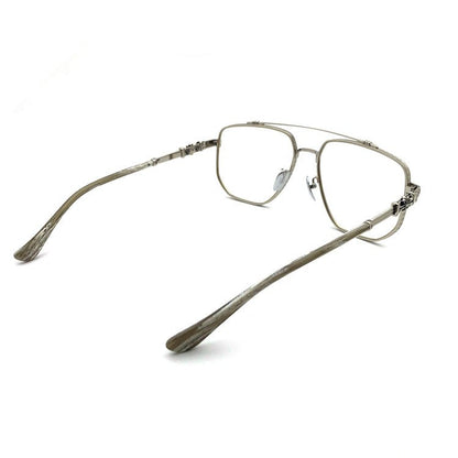 Limited Edition Chrome Hearts Style Aviator Glasses – Oversized Full Frame Double Bridge Eyewear with Vintage Engraved Details CH8077 - HP eyeglasses