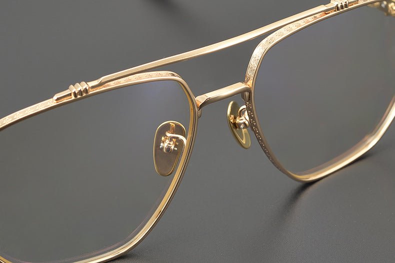 Limited Edition Chrome Hearts Style Aviator Glasses – Oversized Full Frame Double Bridge Eyewear with Vintage Engraved Details CH8077 - HP eyeglasses