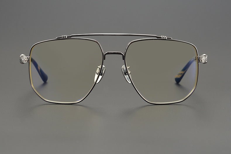 Limited Edition Chrome Hearts Style Aviator Glasses – Oversized Full Frame Double Bridge Eyewear with Vintage Engraved Details CH8077 - HP eyeglasses